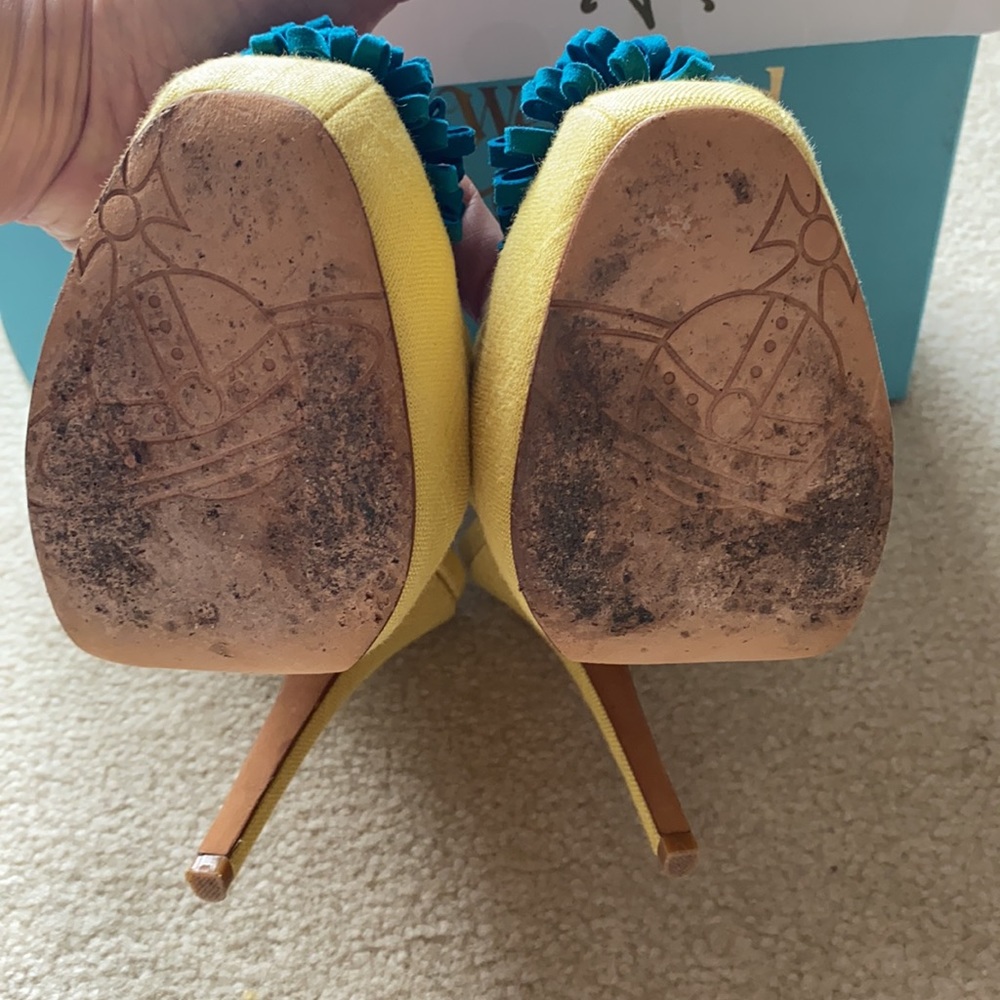 💥SOLD💥✨RARE ✨ Vivienne Westwood Canvas Platform Slingback Pumps - Picture 7 of 14